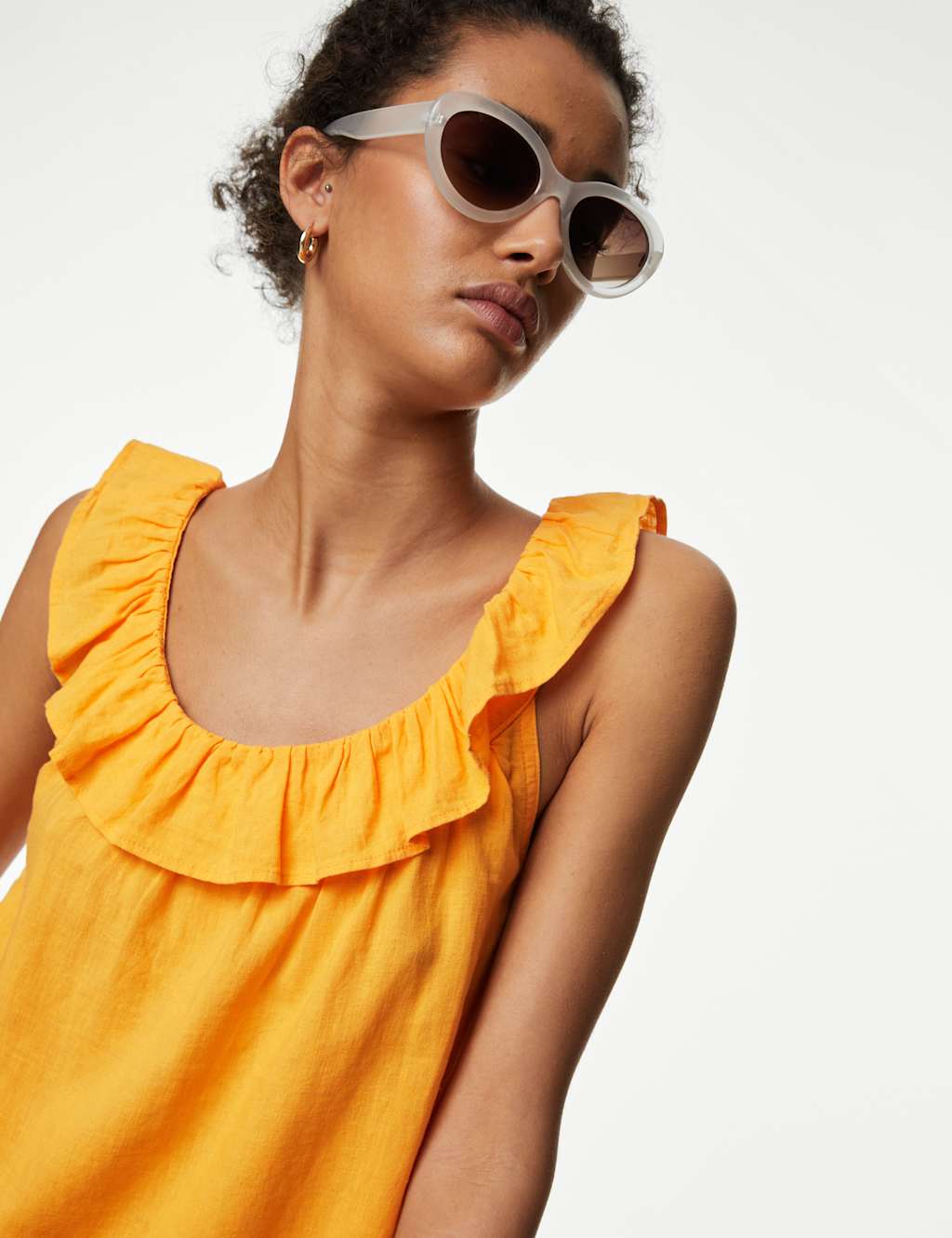 Linen Blend Ruffle Vest Top image 2