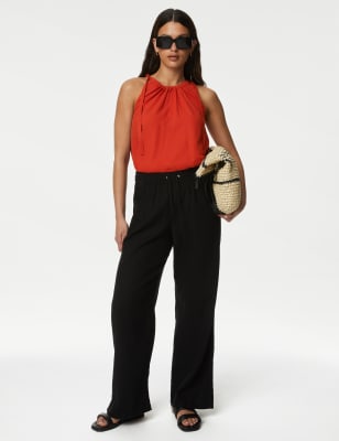 

Womens M&S Collection Trägeroberteil mit hohem Leinenanteil und hohem Ausschnitt - Copper, Copper