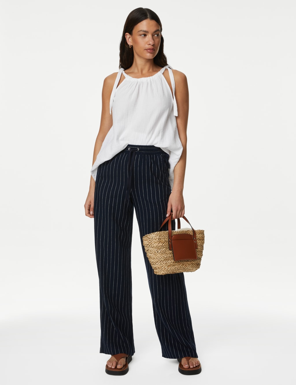 Linen Rich High Neck Cami Top image 1