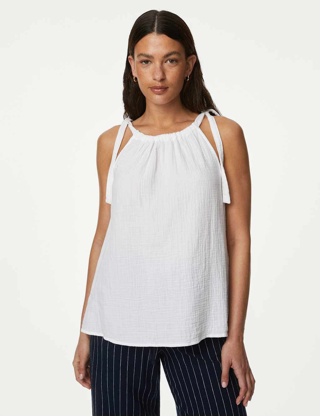 Linen Rich High Neck Cami Top image 3