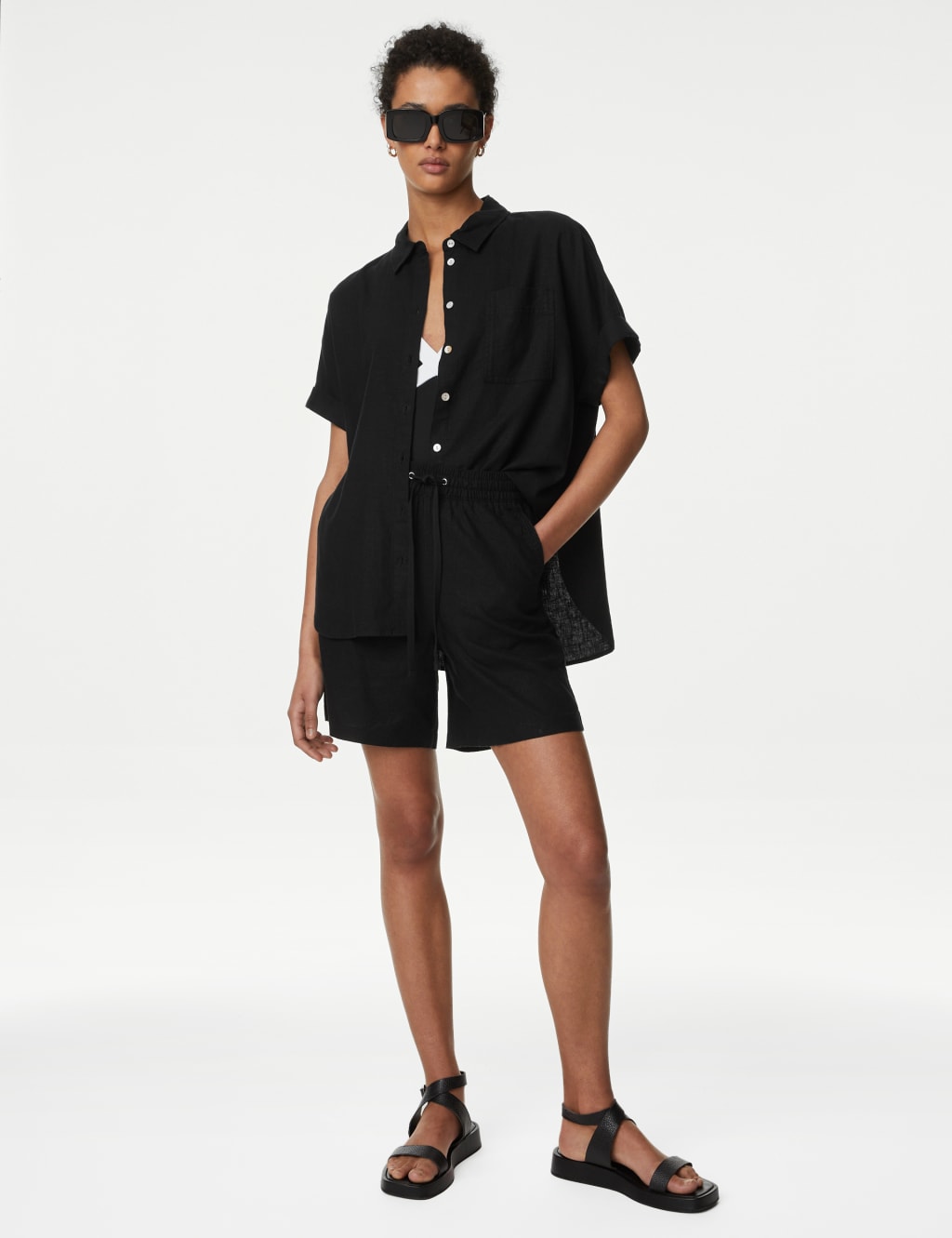 Linen Rich Collared Button Through Shirt image 1