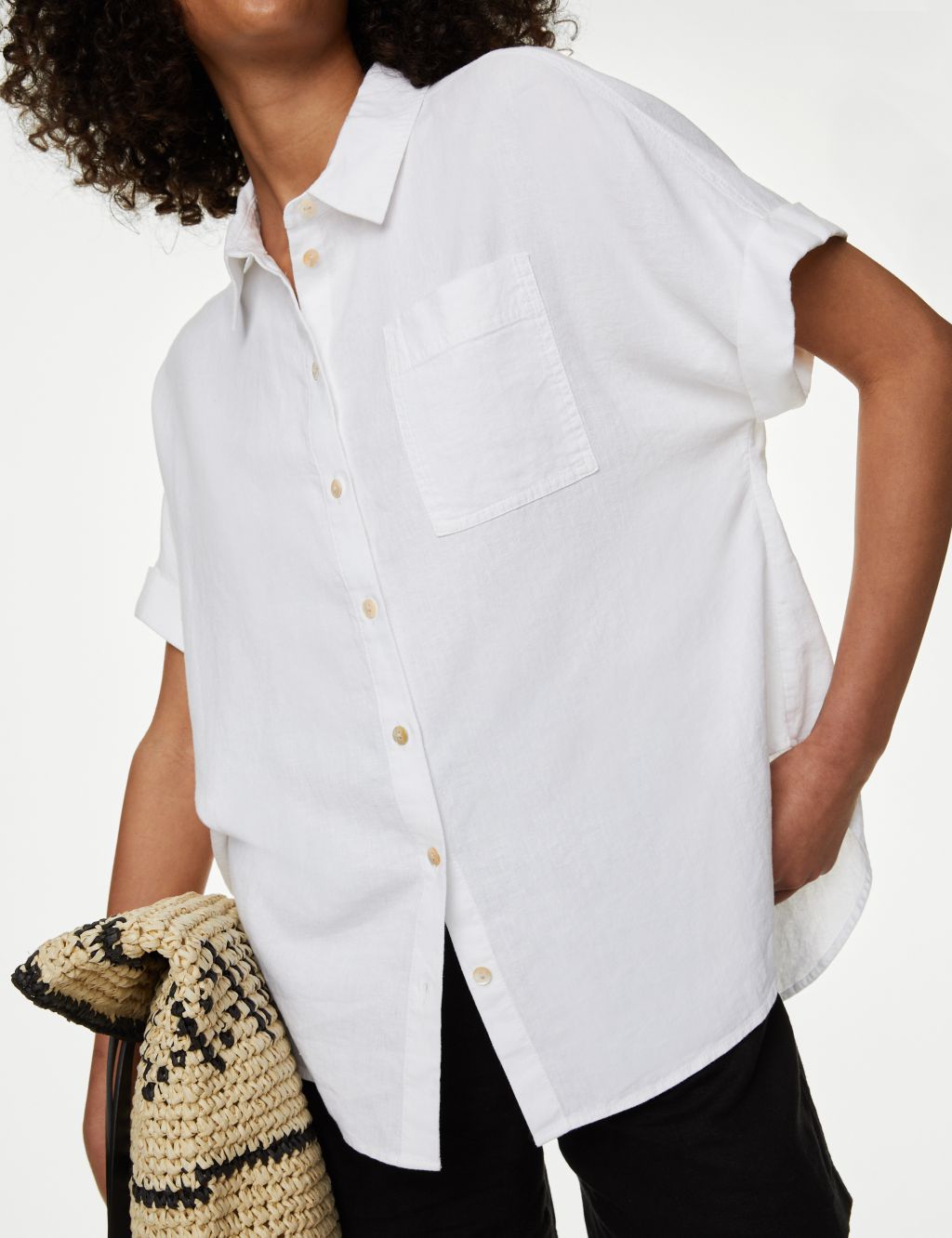 Linen Rich Collared Button Through Shirt image 1