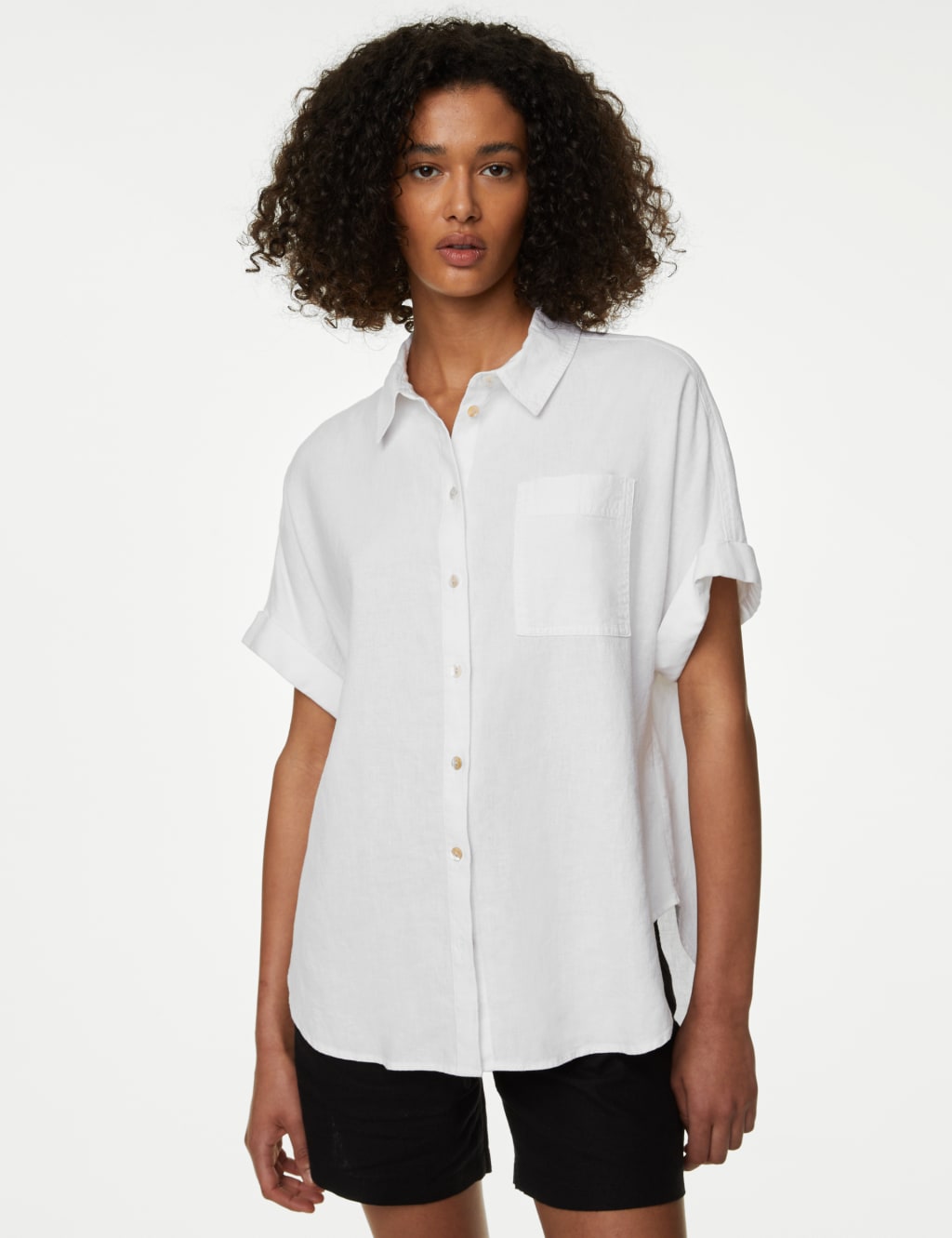 Linen Rich Collared Button Through Shirt image 2