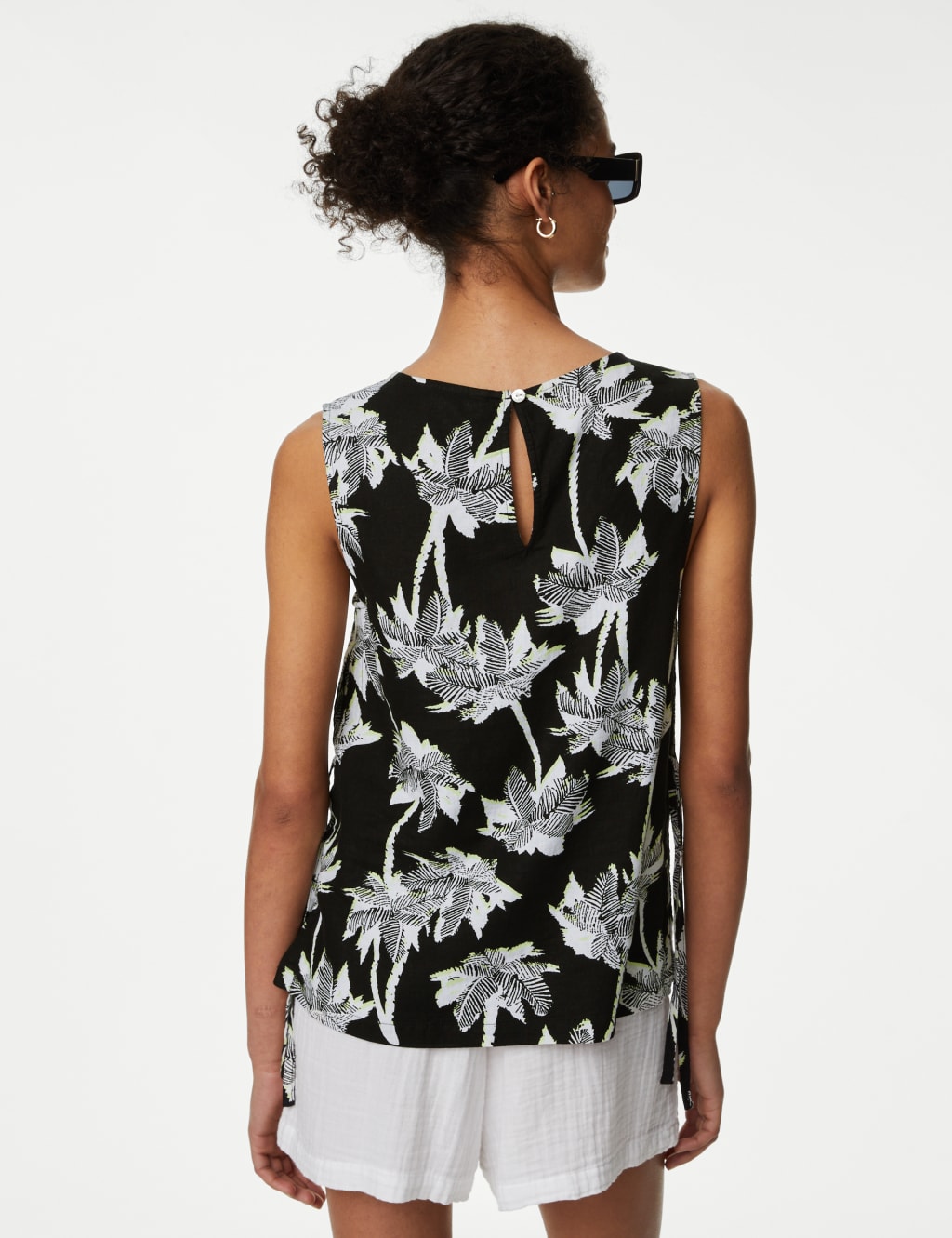 Linen Rich Printed High Neck Vest Top image 4
