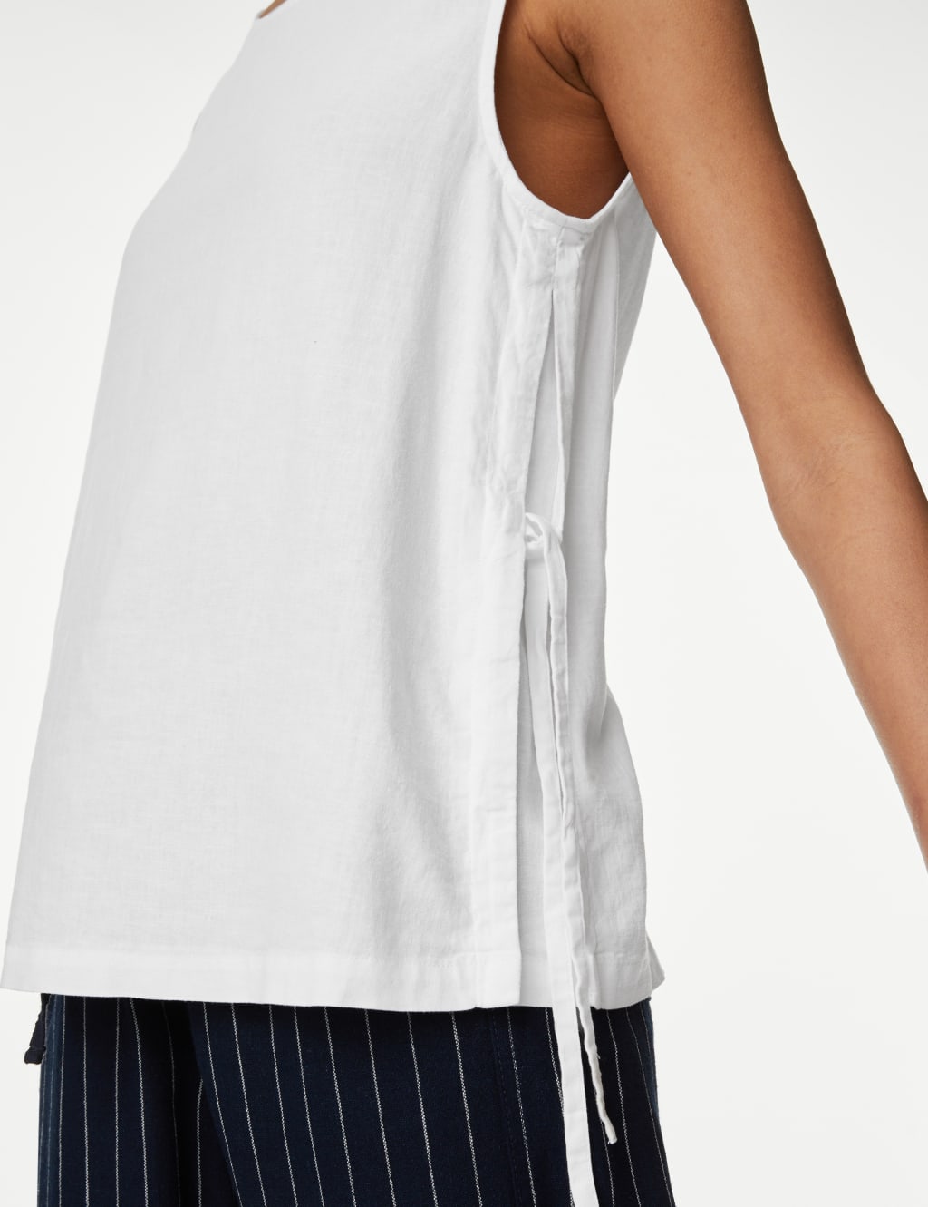 Linen Rich High Neck Vest Top image 3