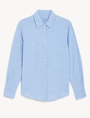 

M&S Collection Camisa de lino con cuelloWomens - Light Chambray, Light Chambray