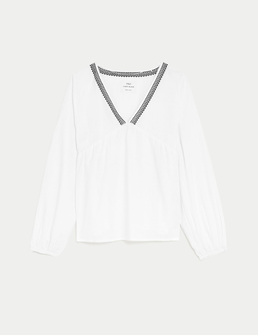 Linen Blend V-Neck Blouse image 2