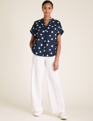 polka dot short sleeve blouse