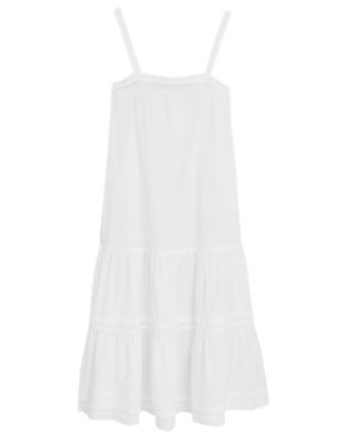 M&S Womens Pure Cotton Midaxi Tiered Dress