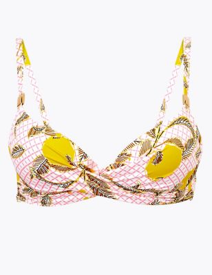Lemon Print Underwired Wrap Bikini Top | M&S Collection | M&S