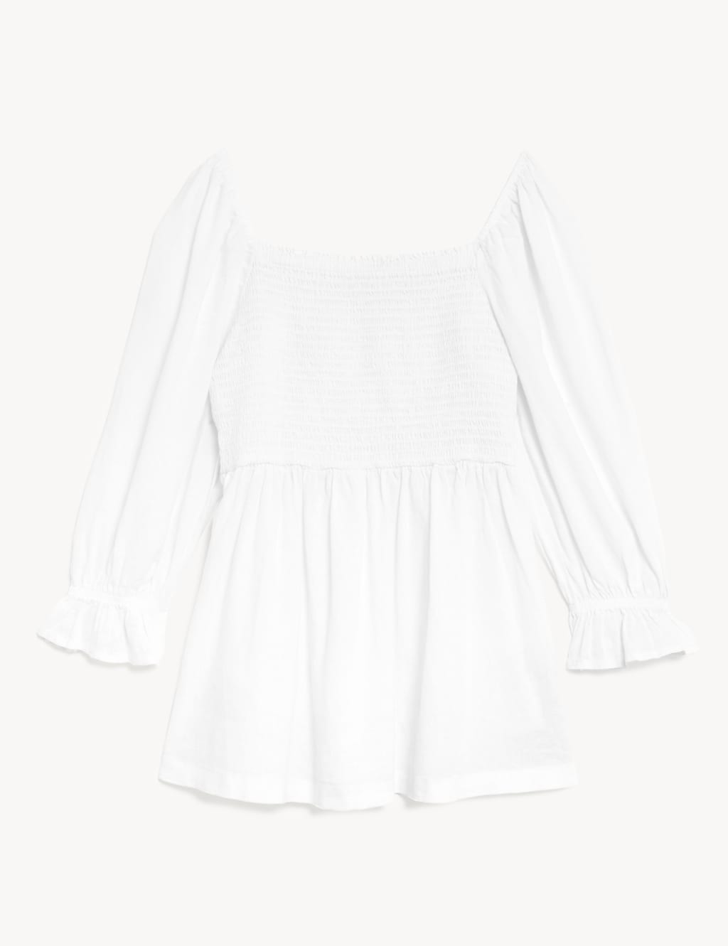 Linen Blend Square Neck Shirred Blouse image 2