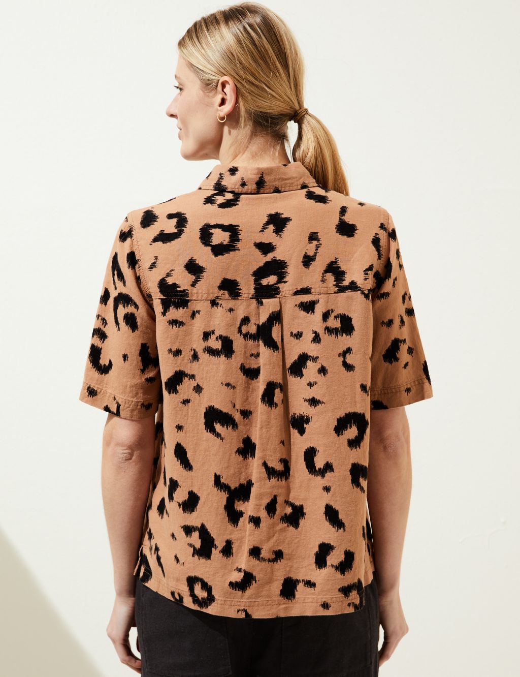 Linen Rich Animal Print Collared Shirt image 4
