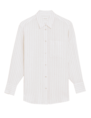 

Womens M&S Collection Pure Linen Striped Long Sleeve Shirt - Cream Mix, Cream Mix