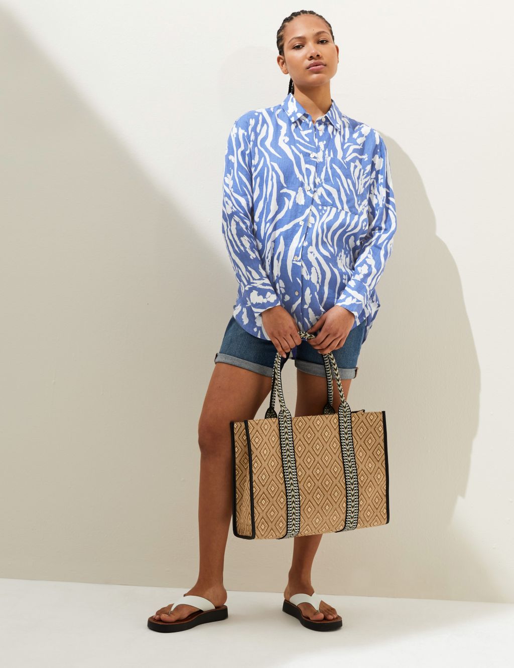 Pure Linen Printed Oversized Shirt image 2