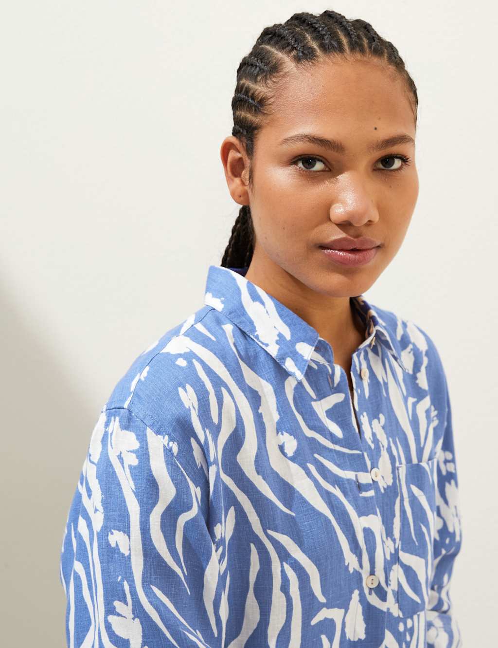 Pure Linen Printed Oversized Shirt image 3