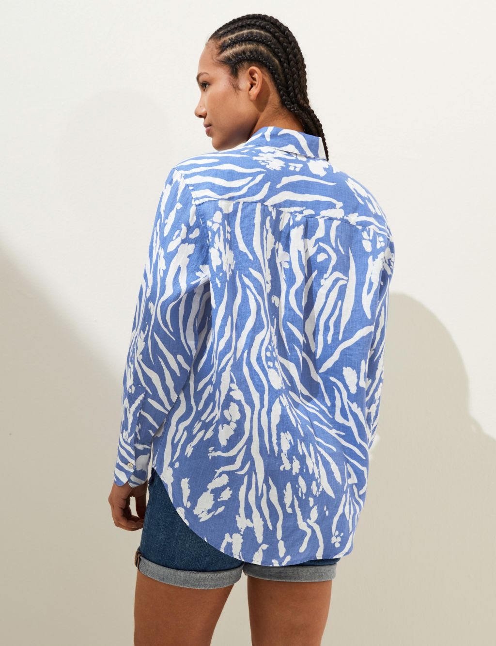 Pure Linen Printed Oversized Shirt image 4