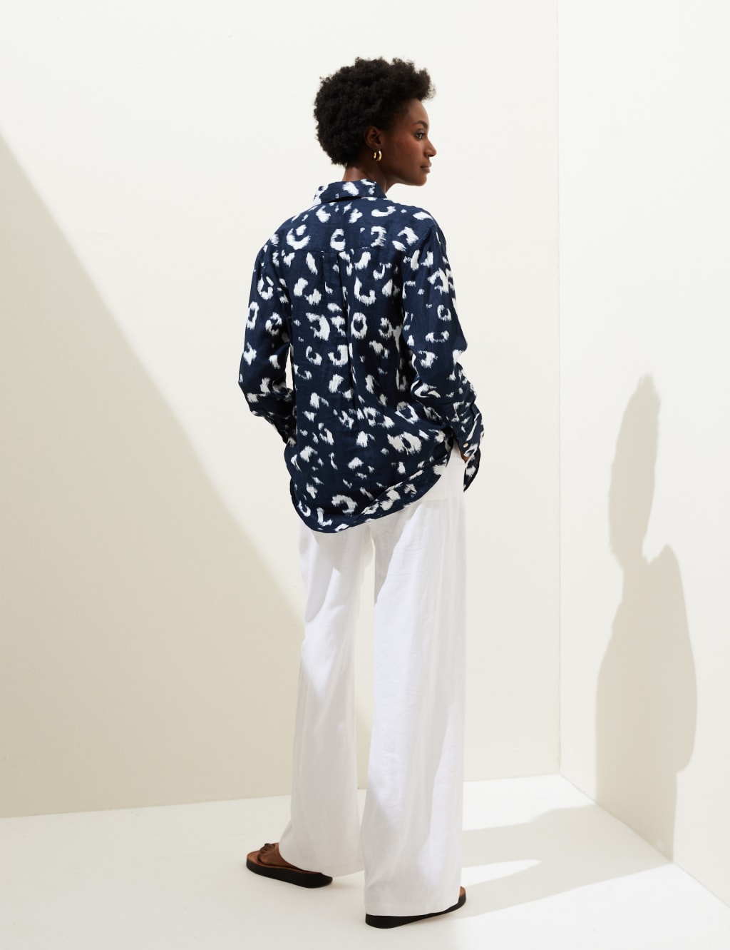 Pure Linen Printed Oversized Shirt image 4