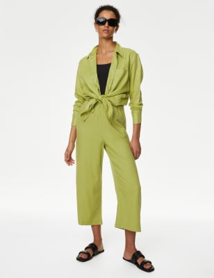 

M&S Collection Camisa maxi 100% linoWomens - Medium Green, Medium Green