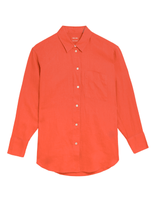 

Womens M&S Collection Extragroßes Hemd aus reinem Leinen - Bright Orange, Bright Orange