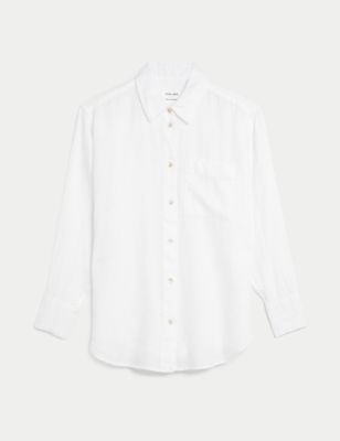 M&S Womens Pure Linen Oversized Long Sleeve Shirt