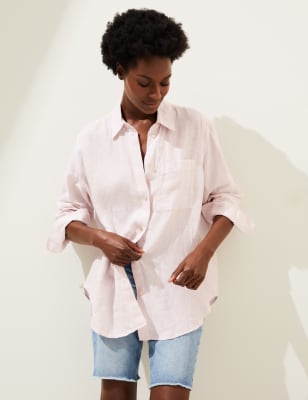 

M&S Collection Camisa maxi 100% linoWomens - Light Pink Mix, Light Pink Mix