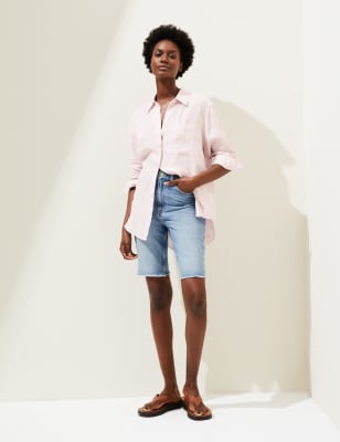 Pure Linen Striped Oversized Shirt