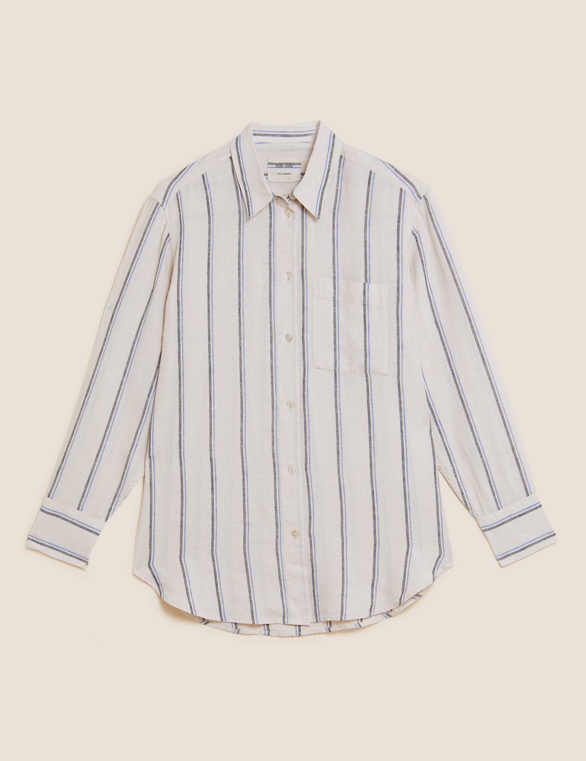 Pure Linen Striped Oversized Shirt