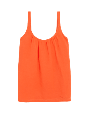 

Womens M&S Collection Ärmelloses Trägeroberteil aus Leinenmischgewebe mit eckigem Ausschnitt - Bright Orange, Bright Orange