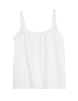 

Womens M&S Collection Linen Blend Square Neck Sleeveless Cami Top - White, White
