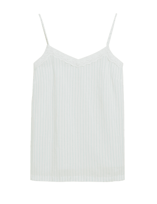 

Womens M&S Collection Linen Blend Striped V-Neck Cami Top - Light Cream, Light Cream