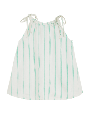 

Womens M&S Collection Pure Linen Striped Sleeveless Cami Top - Cream Mix, Cream Mix