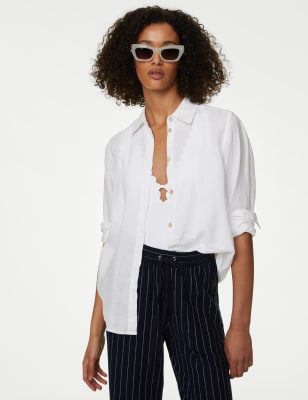 

Womens M&S Collection Langarmbluse aus reiner Baumwolle - White, White