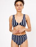Tummy Control Striped High Waisted Bottoms