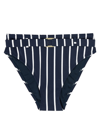 Tummy Control Striped High Waisted Bottoms