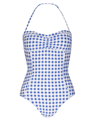 Gingham Checked Bandeau Swimsuit | M&S Collection | M&S