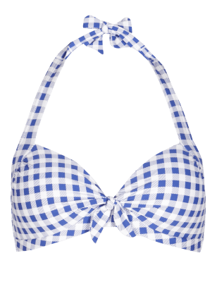 Halterneck Gingham Checked Bikini Top | M&S Collection | M&S