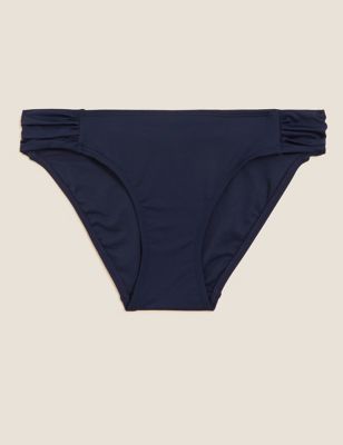 M&S Womens Ruched Hipster Bikini Bottoms