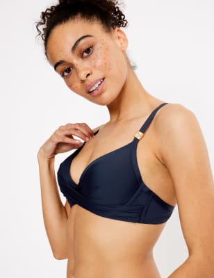 Marks & Spencer Underwired Front Wrap Bikini Top - Navy - US 38 by M & S Collection
