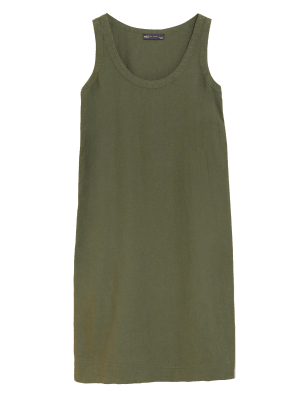 

Womens M&S Collection Linen Rich Sleeveless Shift Dress - Hunter Green, Hunter Green