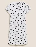 Linen Blend Polka Dot Shift Dress