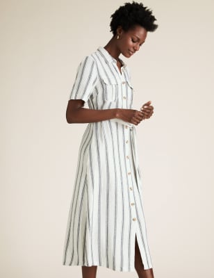 Marks and spencer shop white linen dress