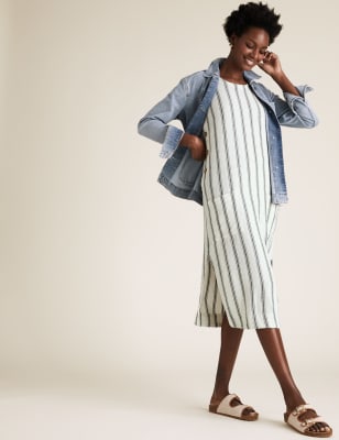 Striped linen outlet midi dress