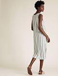 Linen Stripe Midi Shift Dress