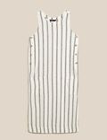 Linen Stripe Midi Shift Dress