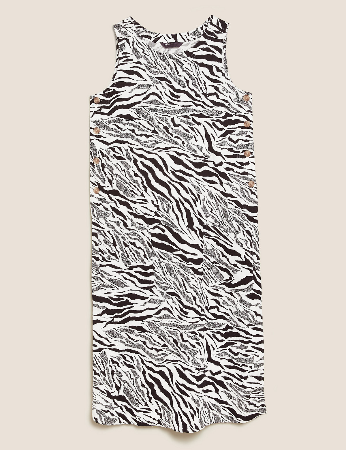 Linen Animal Print Midi Shift Dress