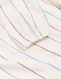 Linen Striped Midaxi Tiered Dress