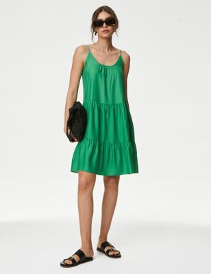 

Womens M&S Collection Mini Tiered Beach Dress - Medium Green, Medium Green