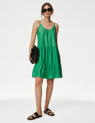 M&S Mini Tiered Beach Dress - 18 - Medium Green, Medium Green