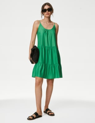 

Womens M&S Collection Mini Tiered Beach Dress - Medium Green, Medium Green