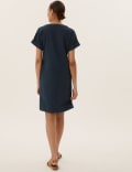 Linen Blend V-Neck Shift Dress